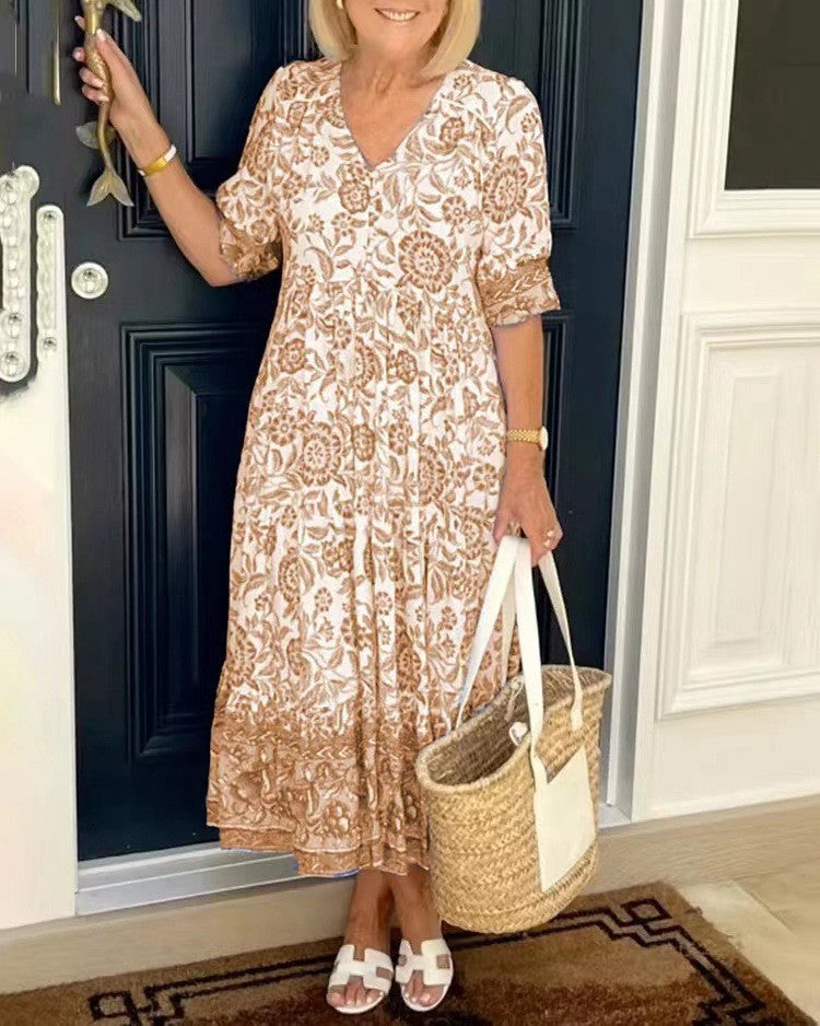 Keisha | Elegante V-Hals Bloemen Jurk