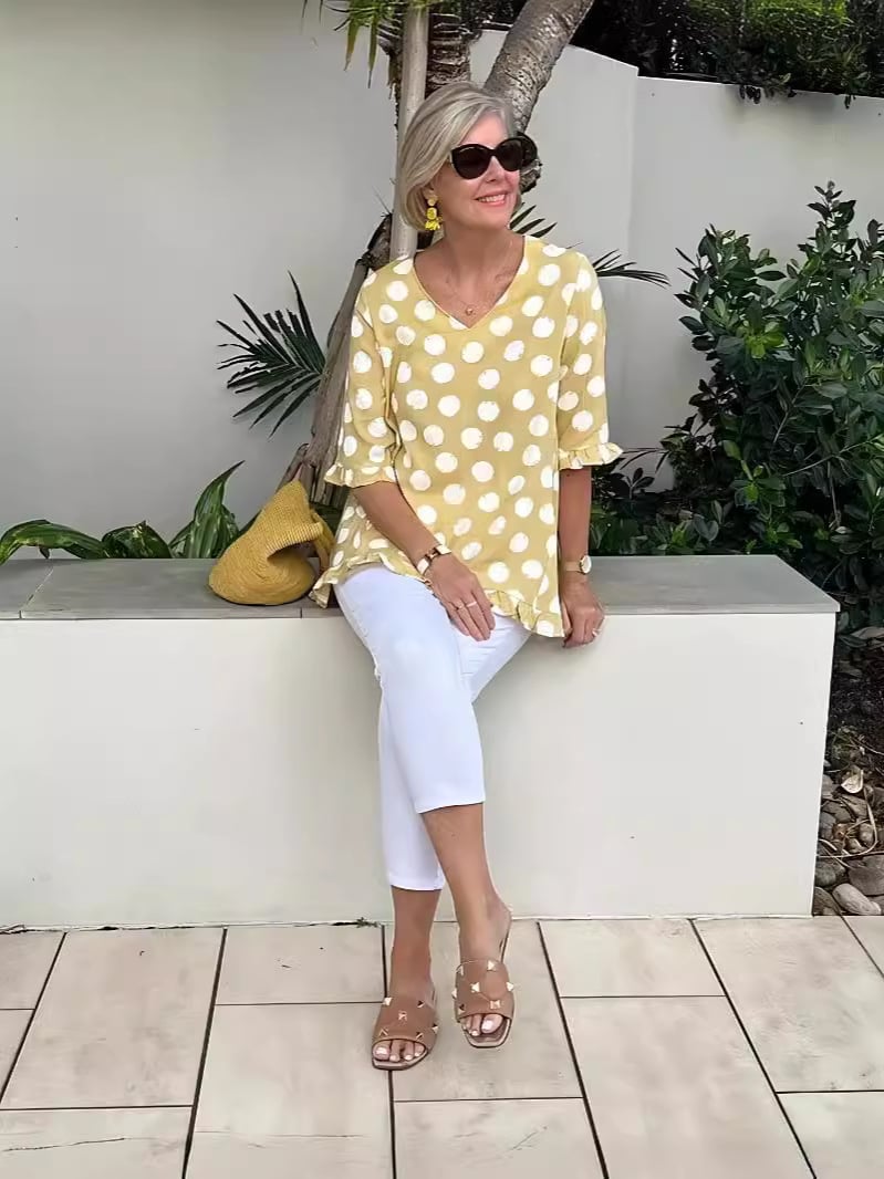 Famke™ | V-Hals Gedrukt Top