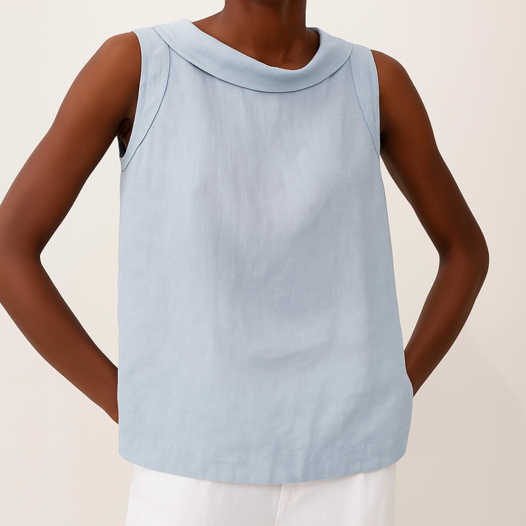 Aya™ | Mouwloze Blouse met Opstaande Kraag