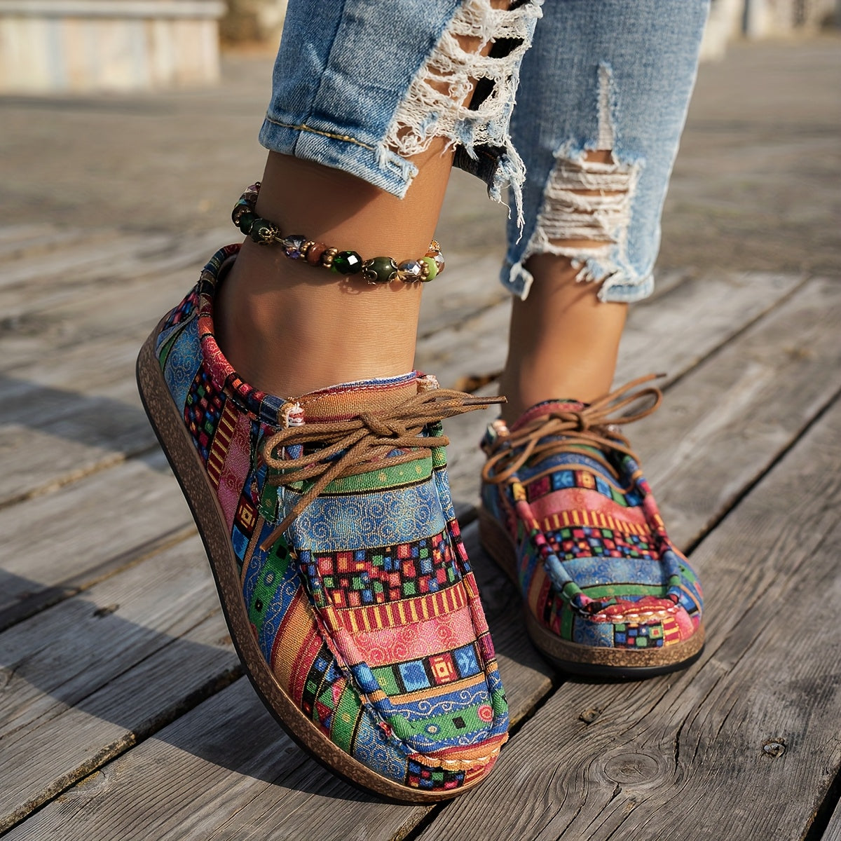ADELINE – LEVENDIGE PATCHWORK COMFORT SNEAKERS