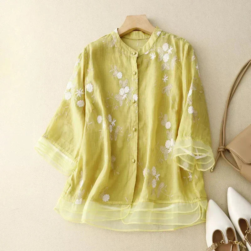 Nadine™ | Geborduurde Blouse