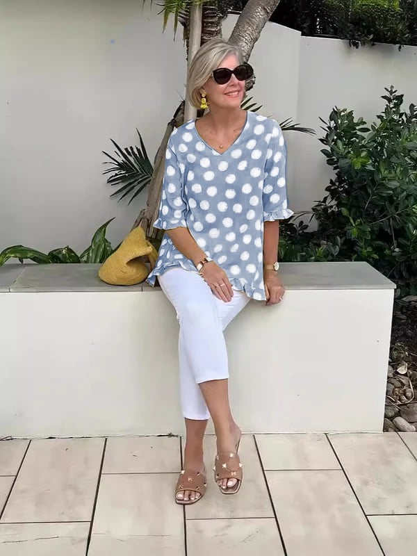 Famke™ | V-Hals Gedrukt Top
