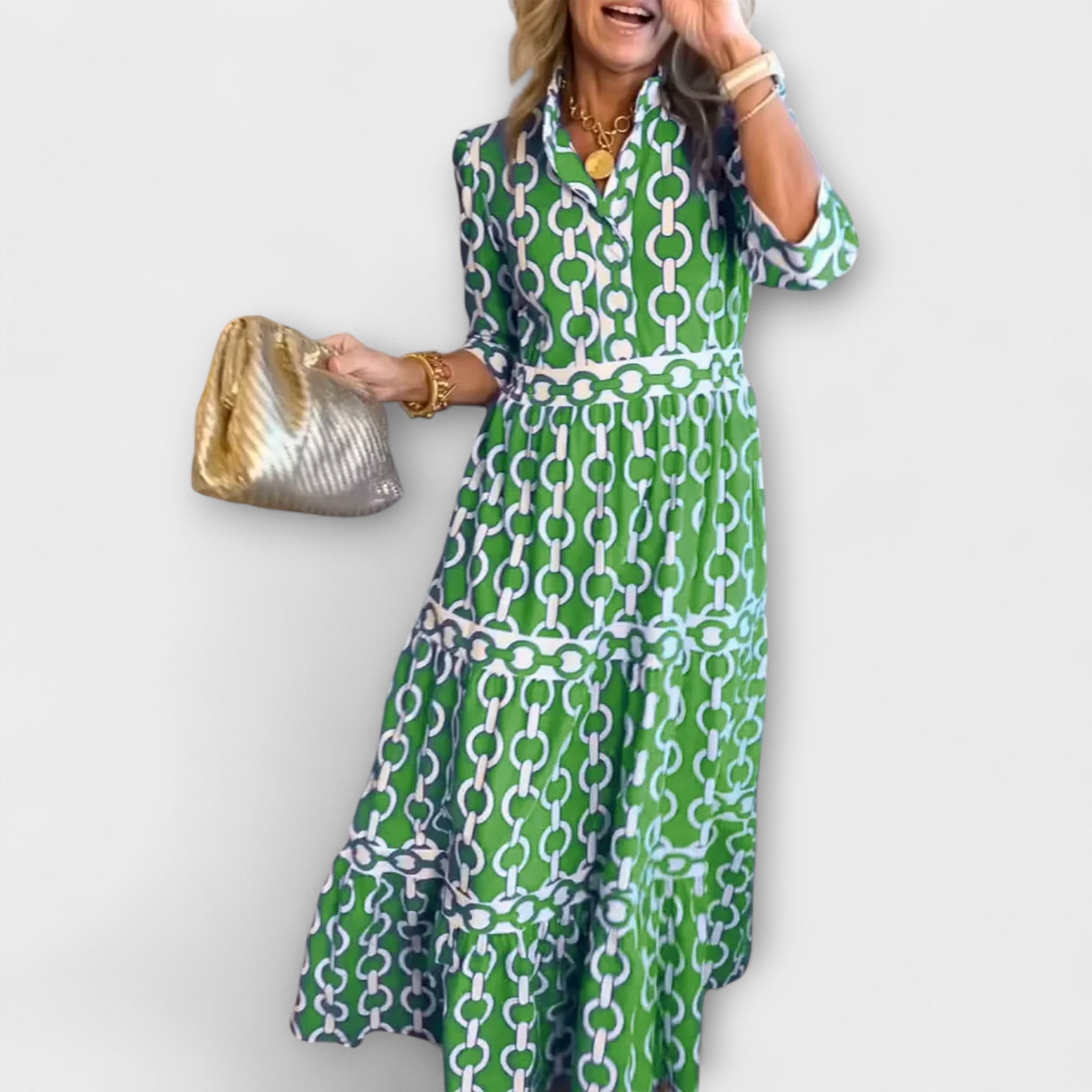 REAGAN – ELEGANTE CHAIN PRINT MIDI JURK