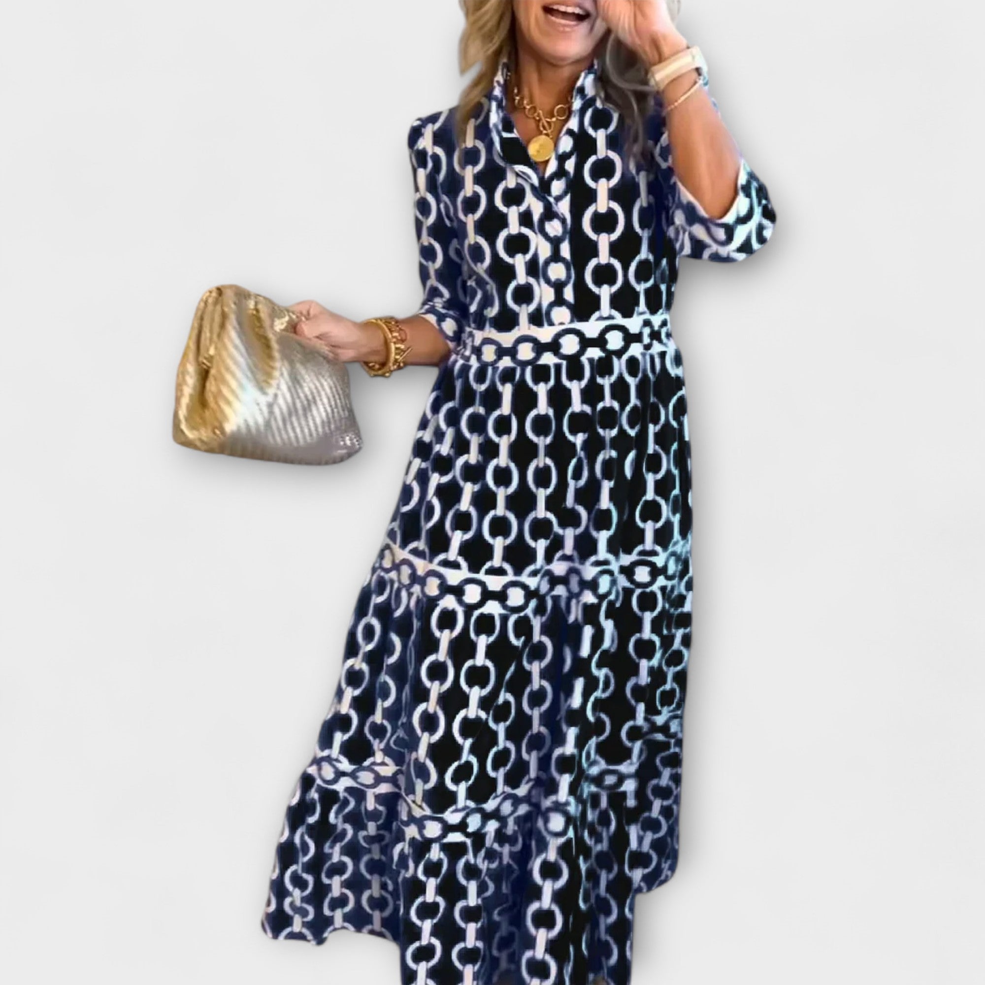 REAGAN – ELEGANTE CHAIN PRINT MIDI JURK