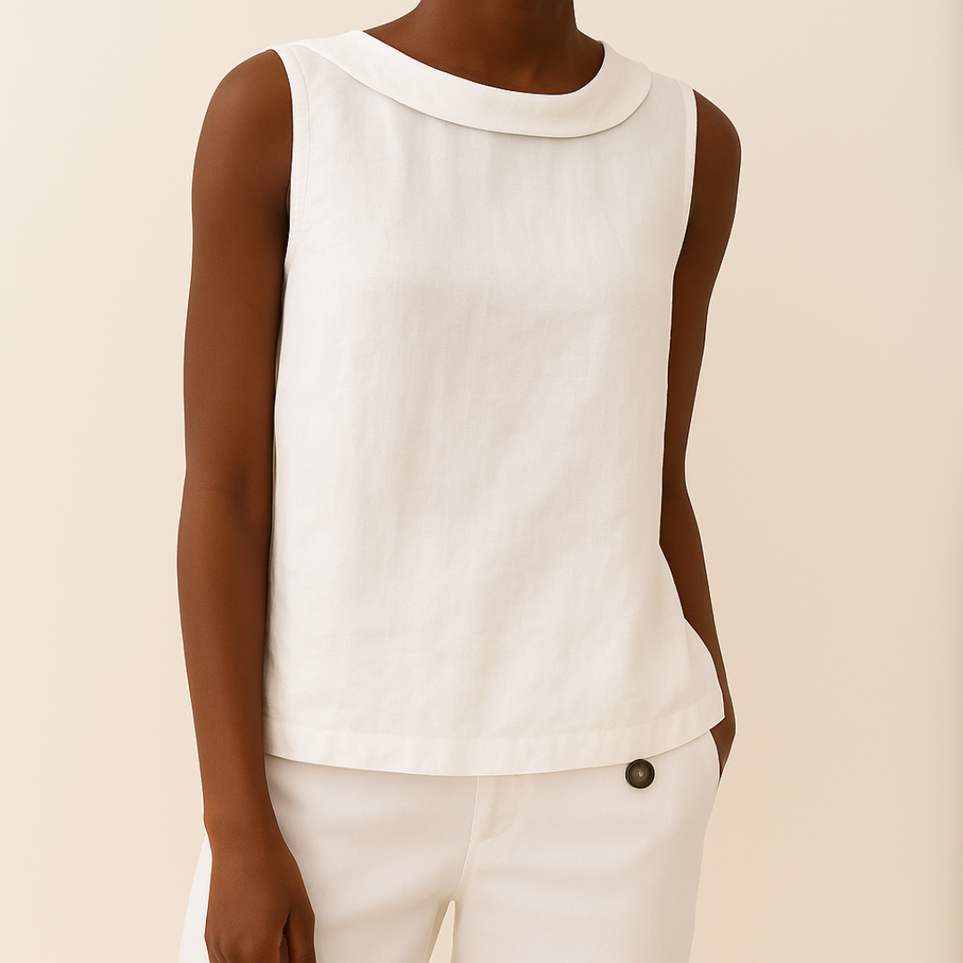 Aya™ | Mouwloze Blouse met Opstaande Kraag