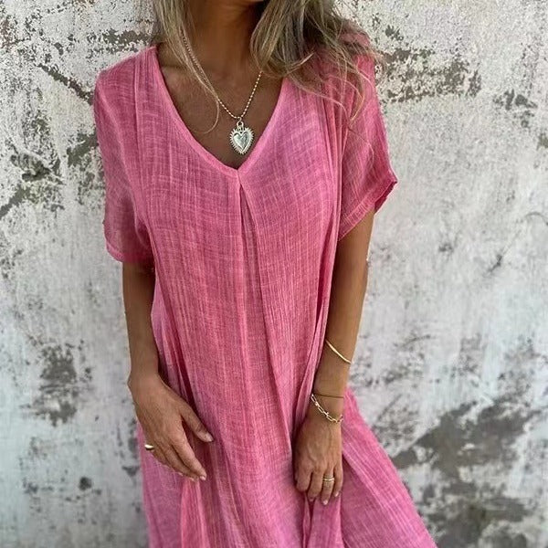 Dymphna™ | Loose V-hals Jurk