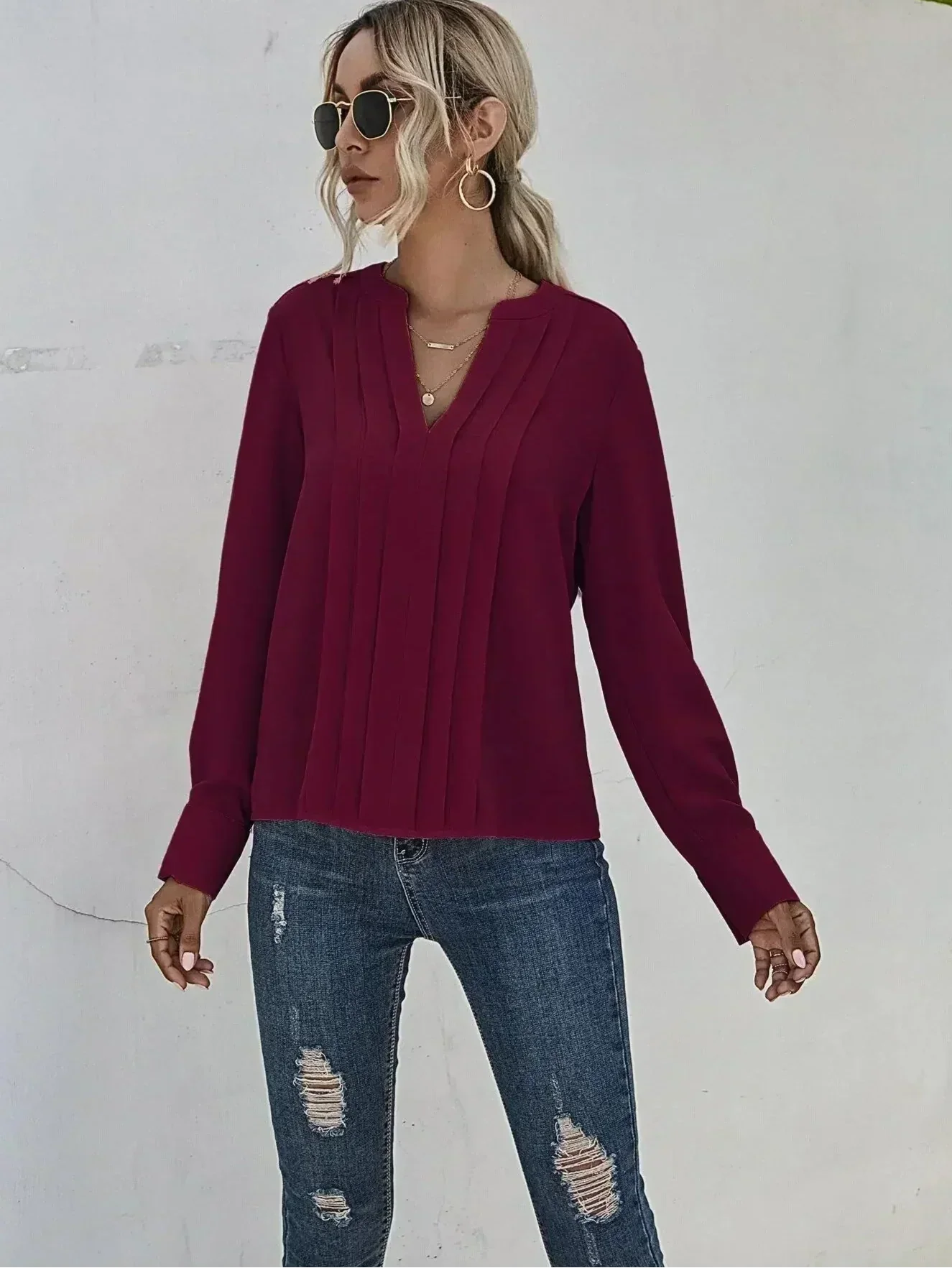 Seona™ | Stijlvolle blouse met verfijnde plooien