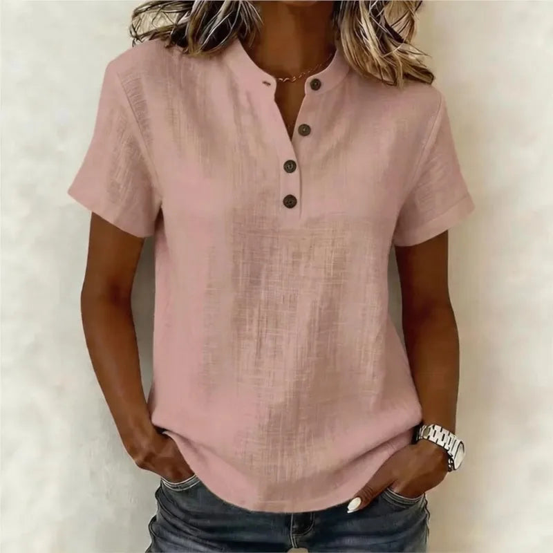 Vermeulen® | Zomerse katoenen blouse met knoopsluiting