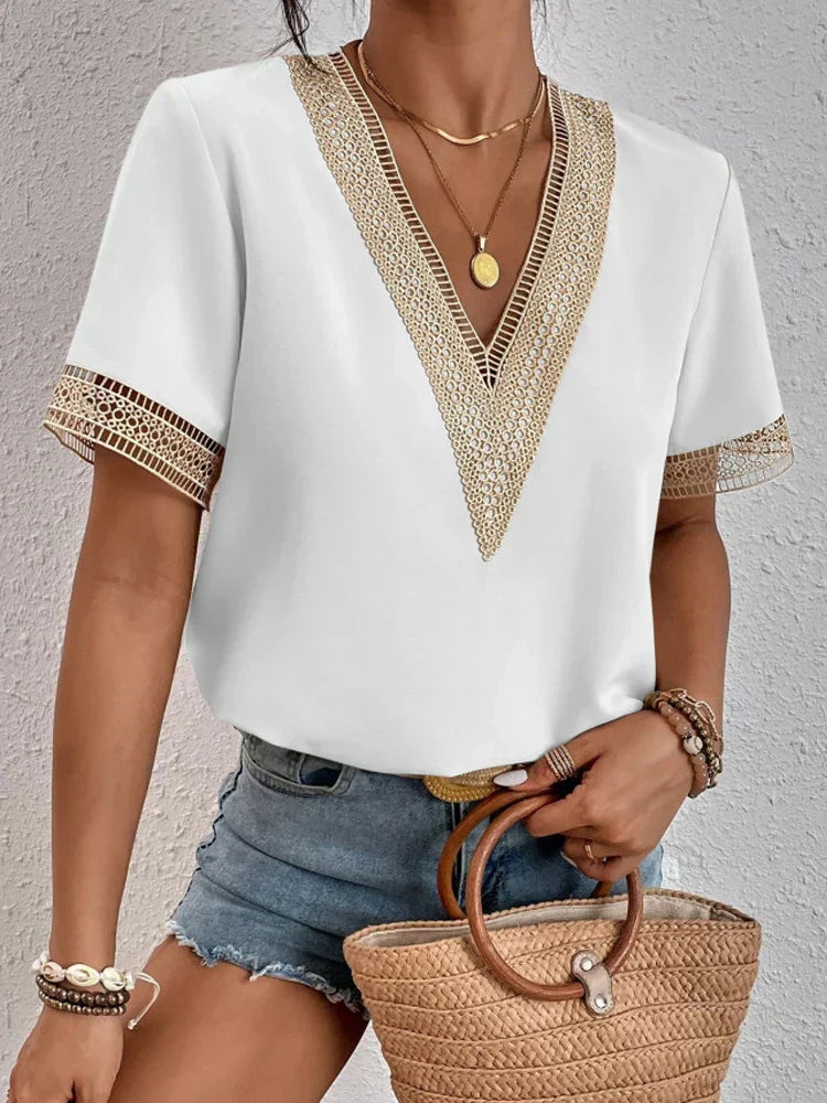 Davina™ | Elegante blouse met luxe kanten details