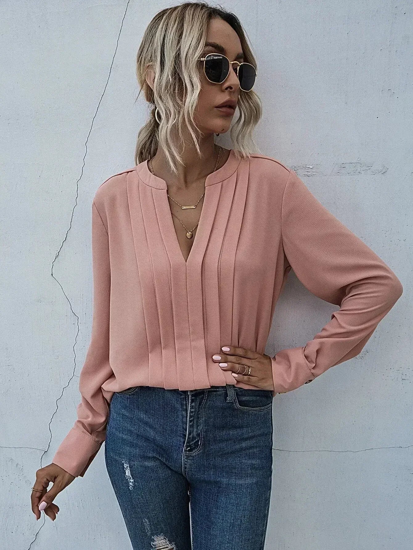 Seona™ | Stijlvolle blouse met verfijnde plooien