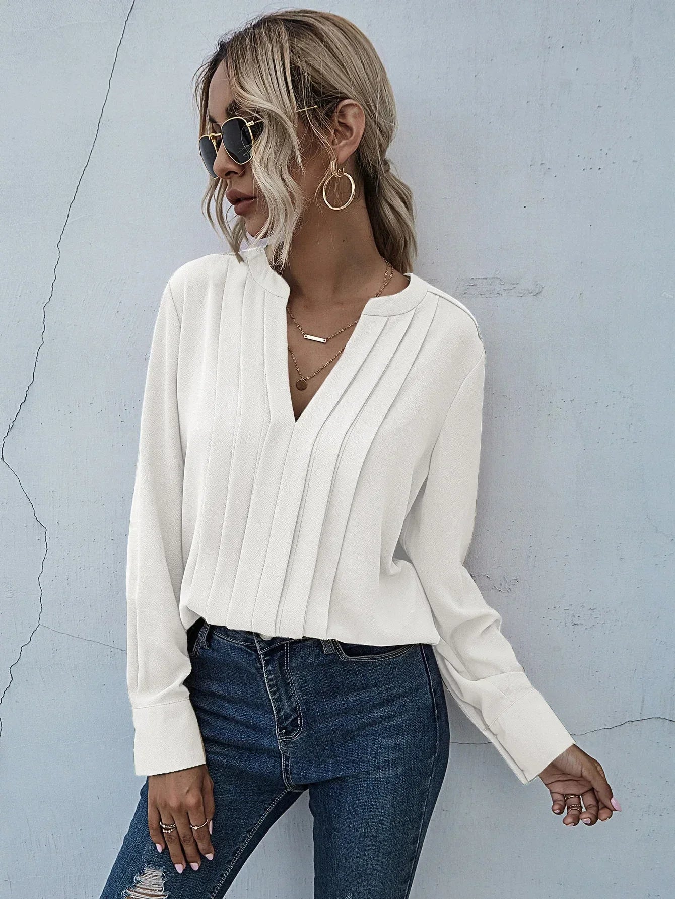 Seona™ | Stijlvolle blouse met verfijnde plooien
