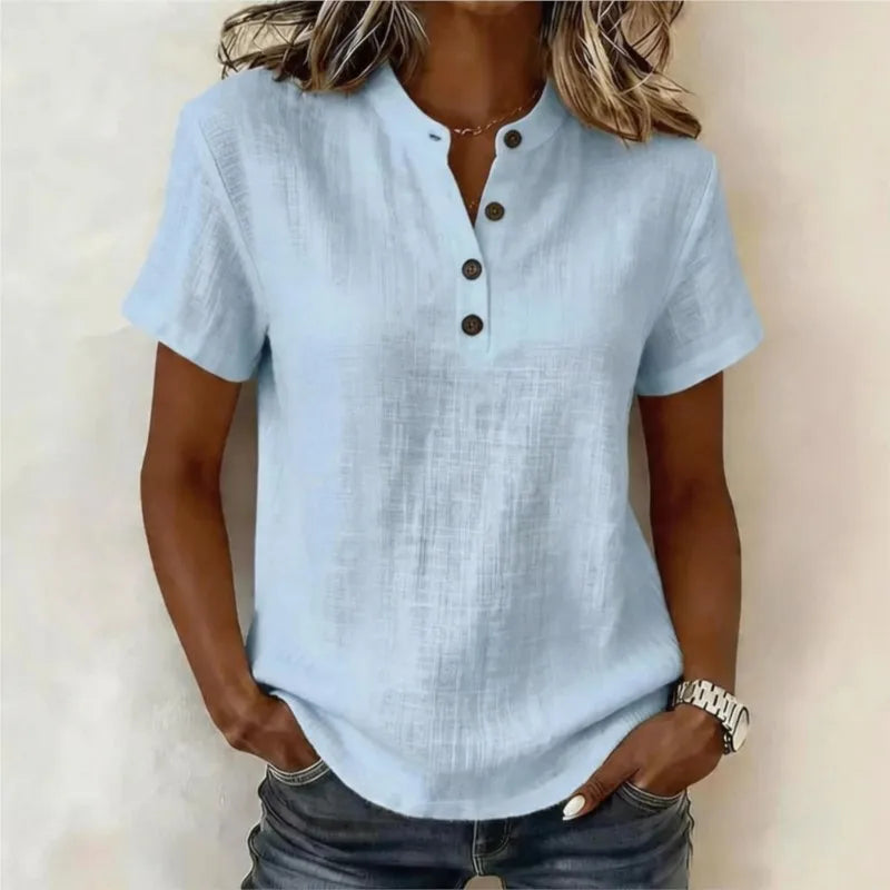 Vermeulen® | Zomerse katoenen blouse met knoopsluiting