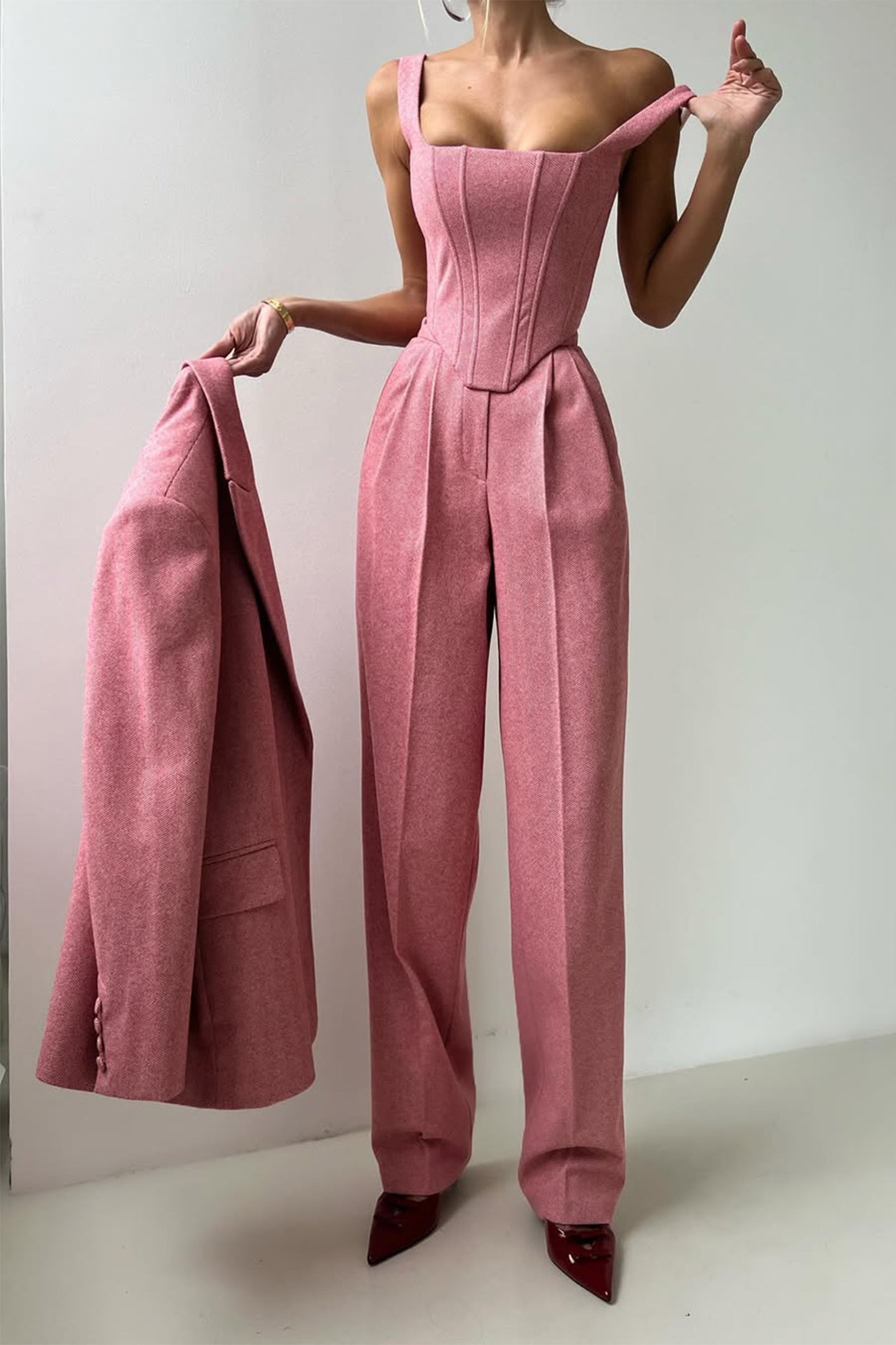 Roos™ | Driedelige set met dubbelrijige blazer