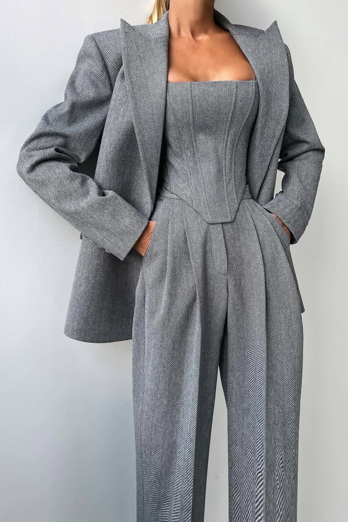 Roos™ | Driedelige set met dubbelrijige blazer