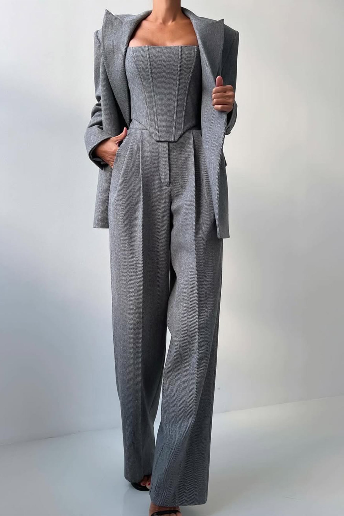 Roos™ | Driedelige set met dubbelrijige blazer