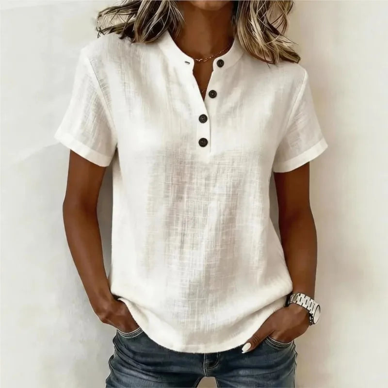 Vermeulen® | Zomerse katoenen blouse met knoopsluiting