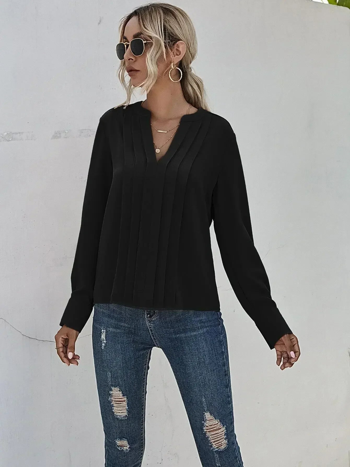 Seona™ | Stijlvolle blouse met verfijnde plooien