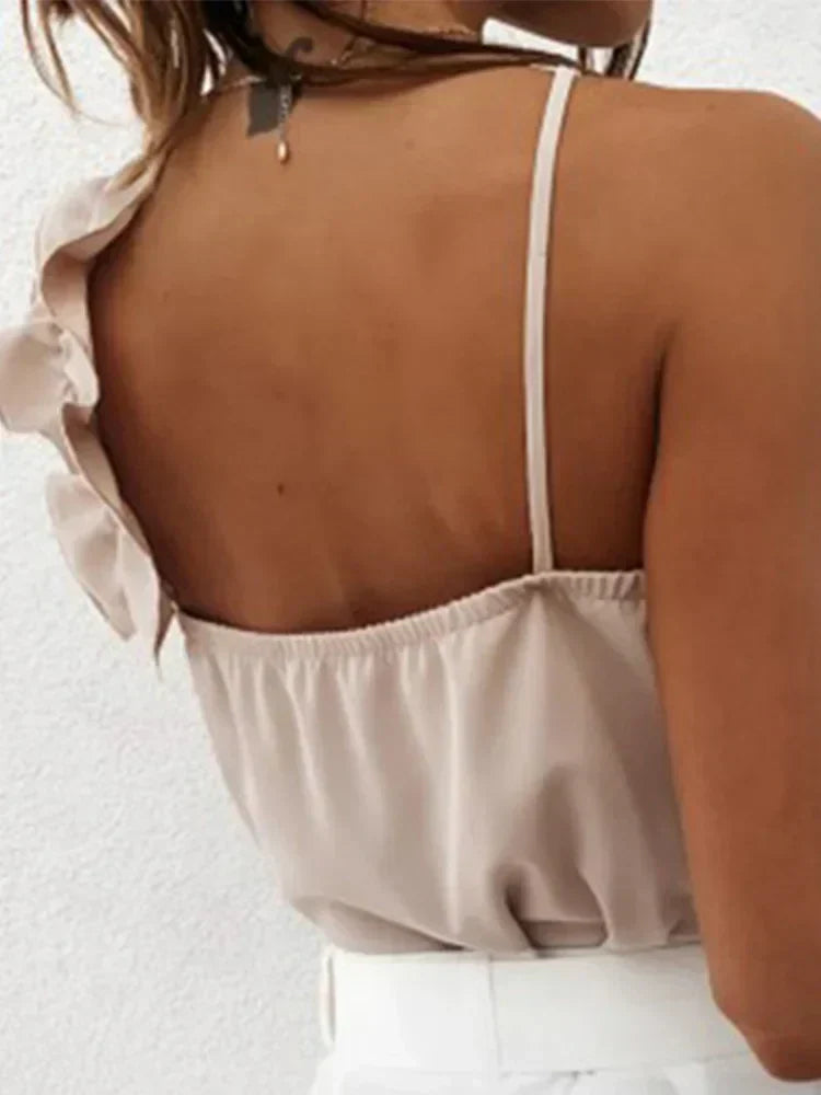 Sorelle™ | Elegante one-shoulder top met speelse ruches