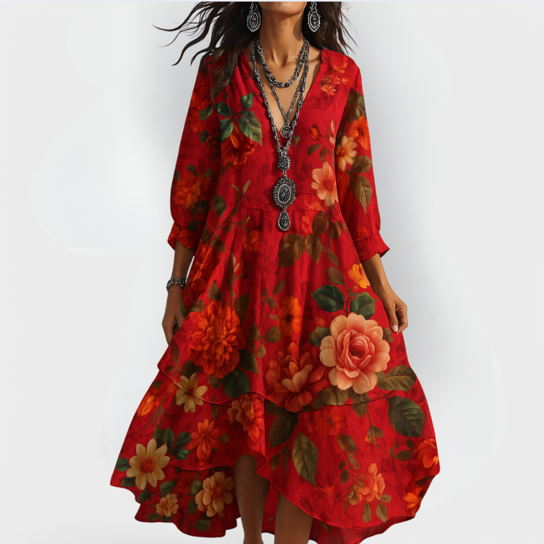 Elize™ | Vintage Boho V-hals Jurk