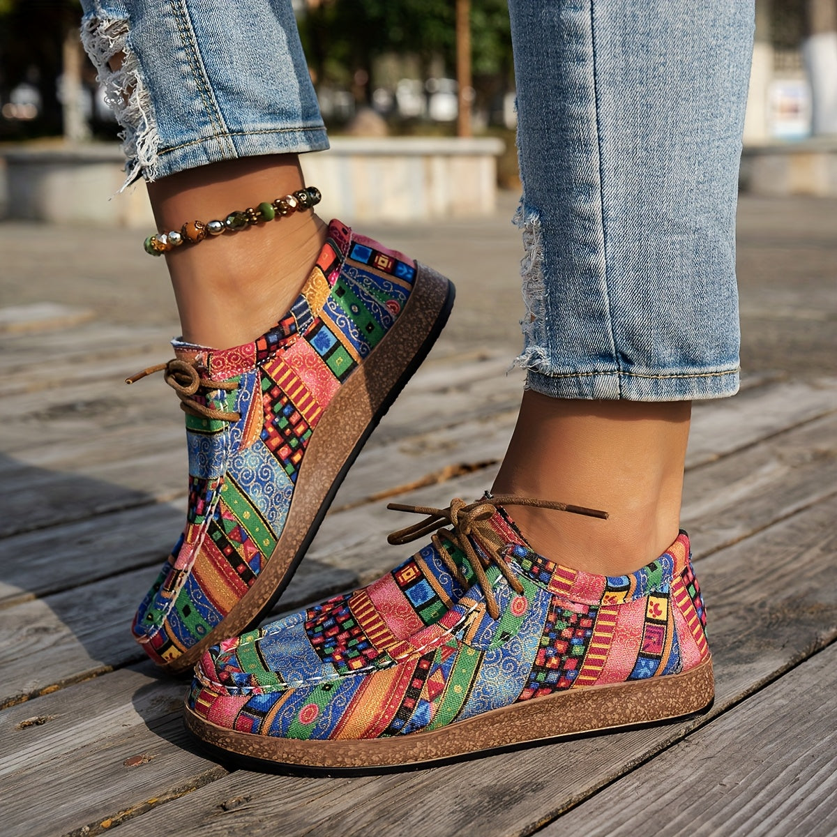 ADELINE – LEVENDIGE PATCHWORK COMFORT SNEAKERS
