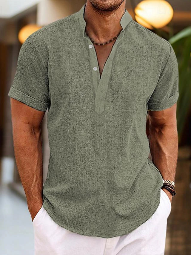 Albert | Heren Zomer Henley-Shirt met Korte Mouwen