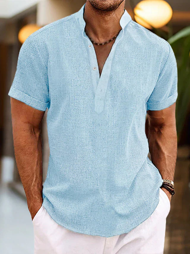 Albert | Heren Zomer Henley-Shirt met Korte Mouwen