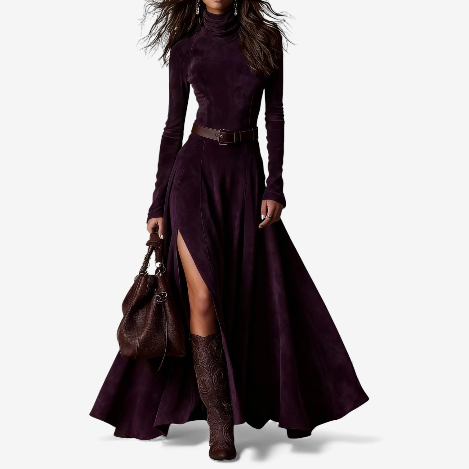 AURORA – ELEGANTE MAXI JURK MET HOGE HALS