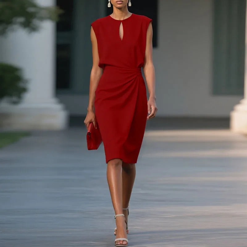 MAEVE – ELEGANTE GEDRAPEERDE KNIELANGE JURK