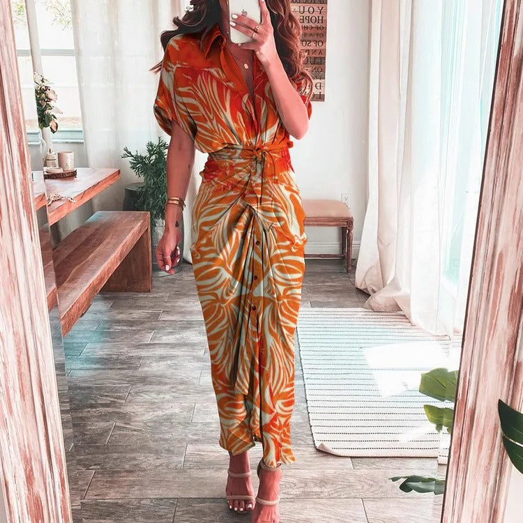 Zwaantje™ | Elegante gerimpelde jurk met stropdas