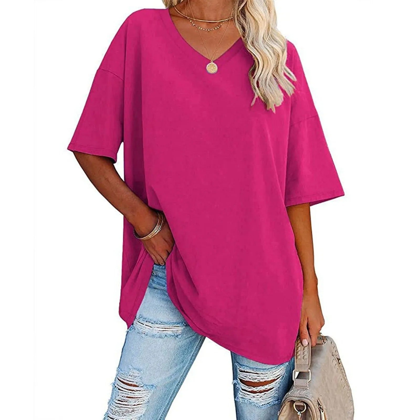 Tjarda™ | Oversized V-Hals T-Shirt