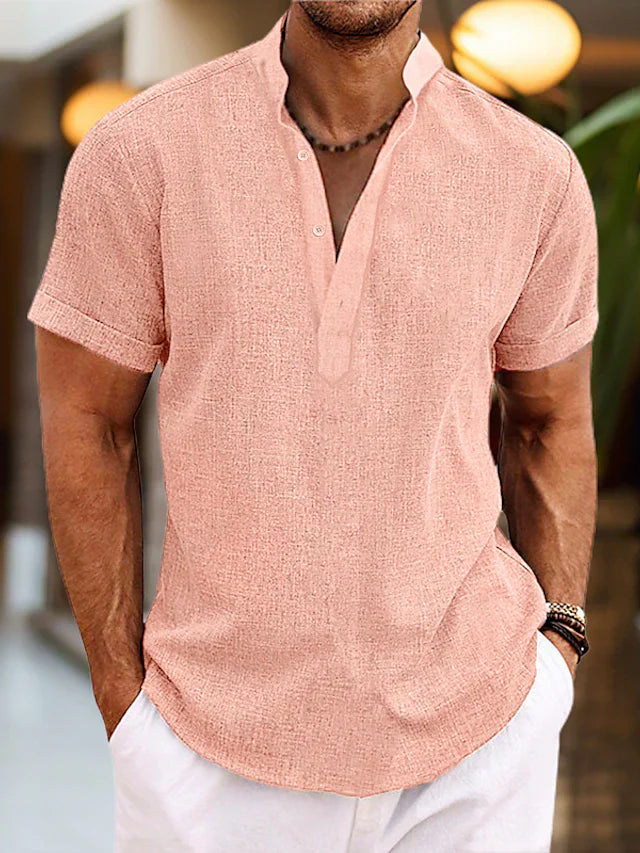 Albert | Heren Zomer Henley-Shirt met Korte Mouwen