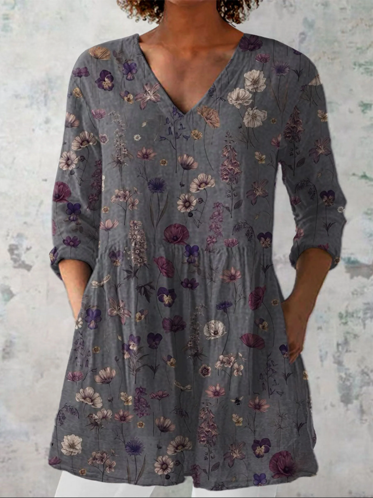 CAMILLE – BLOEMEN V-HALS TUNICJURK