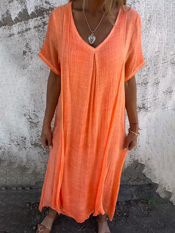 Dymphna™ | Loose V-hals Jurk