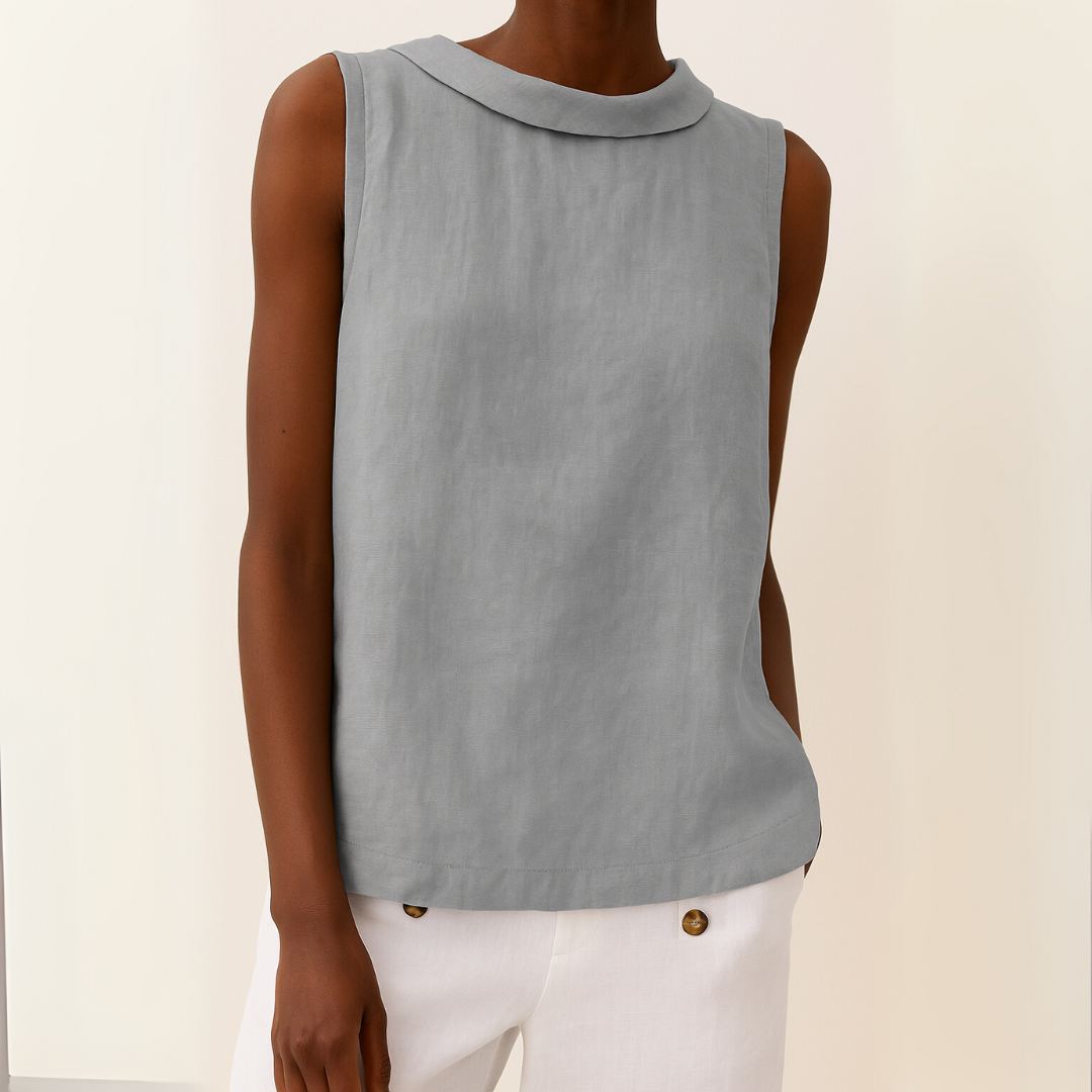 Aya™ | Mouwloze Blouse met Opstaande Kraag