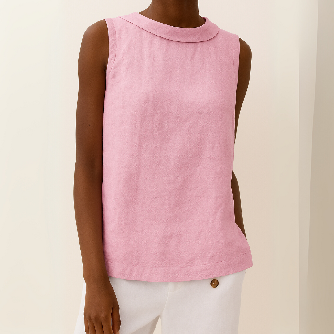 Aya™ | Mouwloze Blouse met Opstaande Kraag