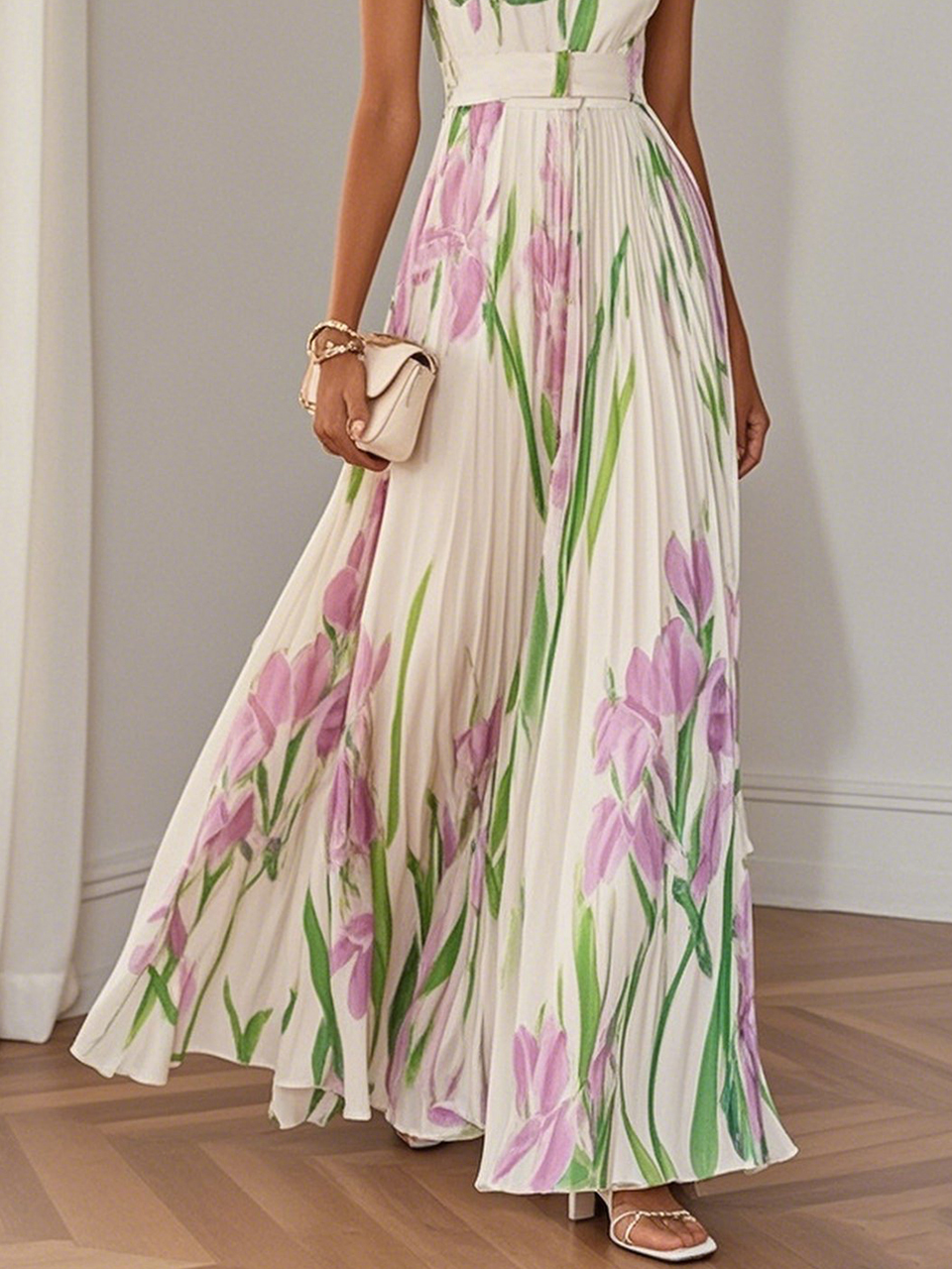 LILA – ELEGANTE BLOEMEN MAXIJURK