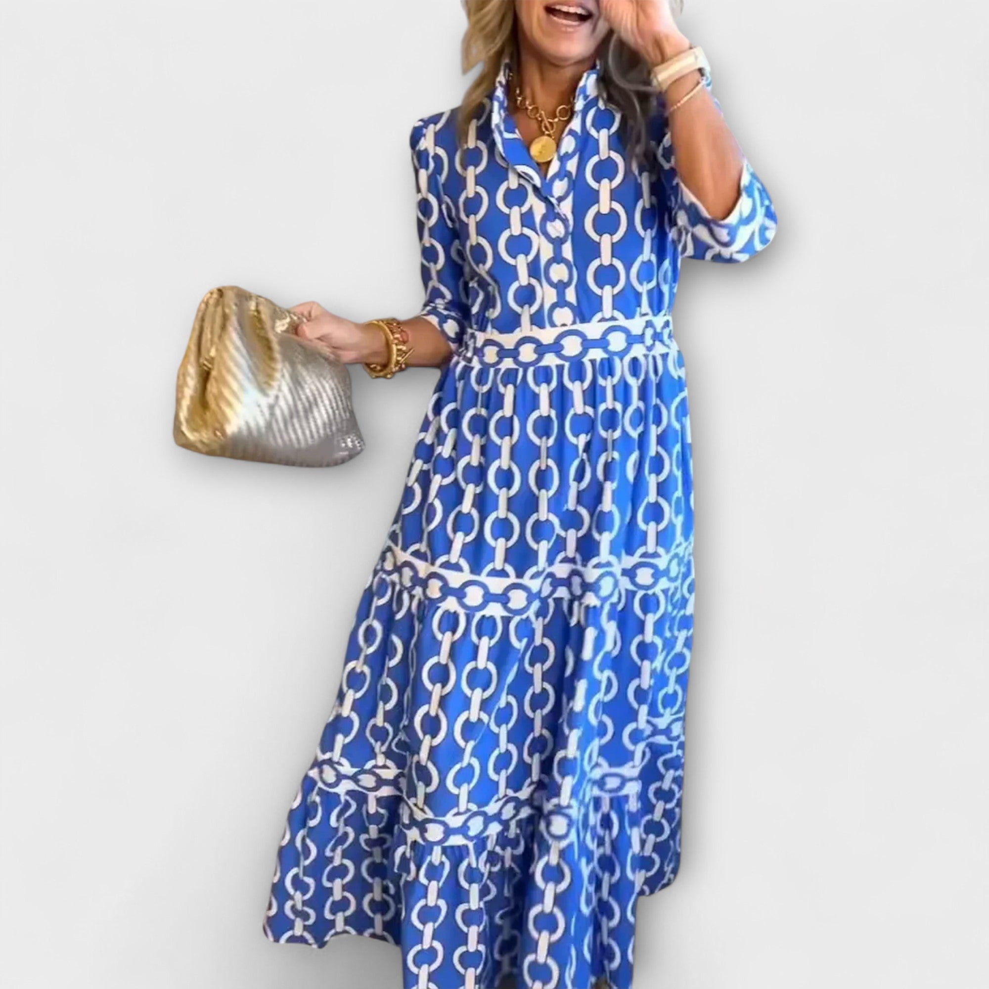 REAGAN – ELEGANTE CHAIN PRINT MIDI JURK