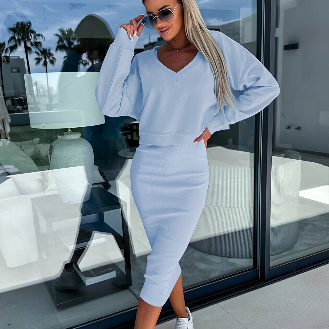 Annelien™ | Stijlvolle Set met Trui en Rok