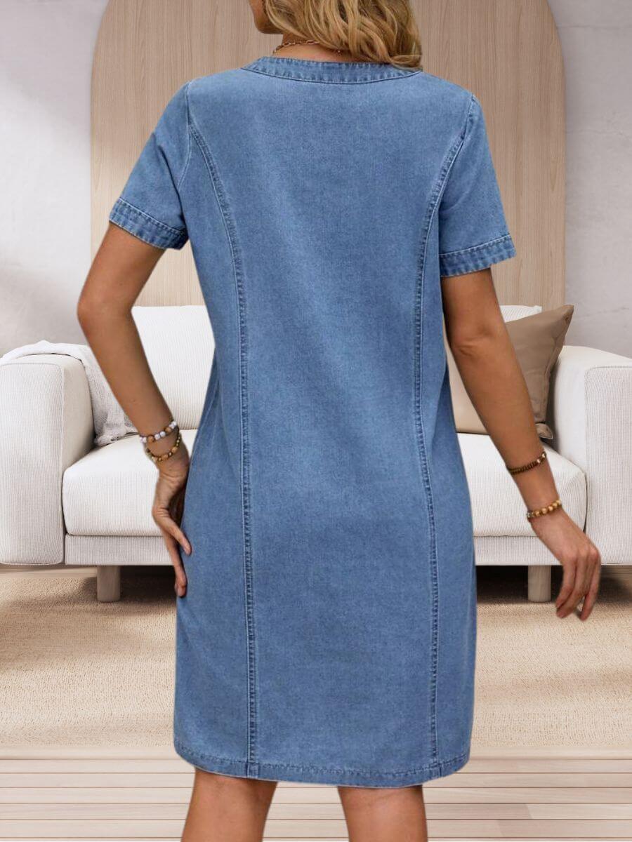 Barbara™ | Zomerse denim jurk met V-hals