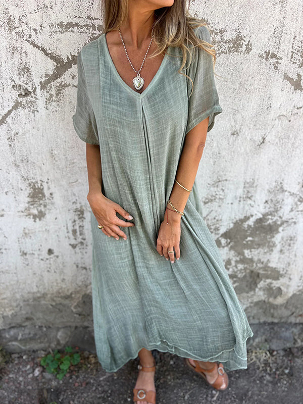 Dymphna™ | Loose V-hals Jurk