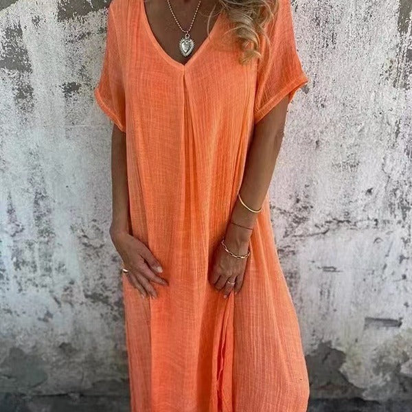Dymphna™ | Loose V-hals Jurk