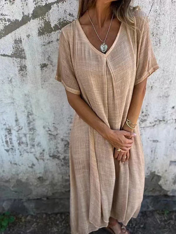 Dymphna™ | Loose V-hals Jurk