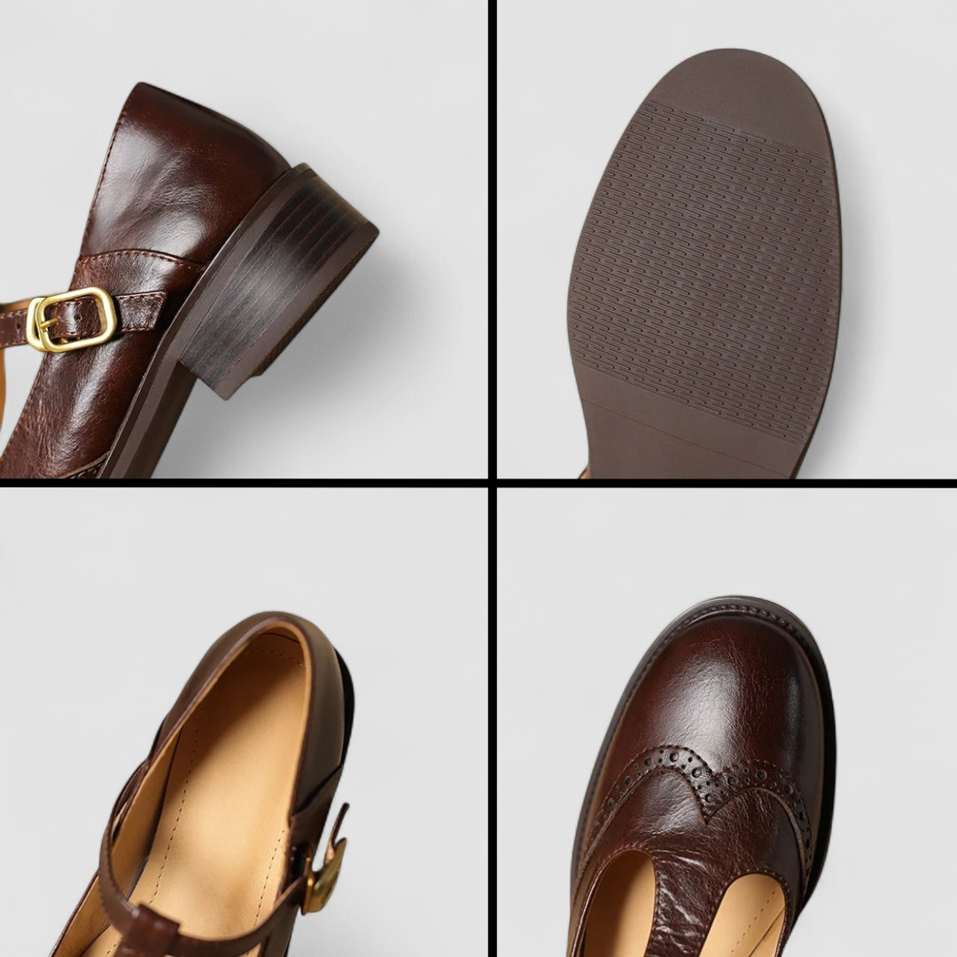 NICOLE – VINTAGE T-STRAP LEDEREN SCHOENEN