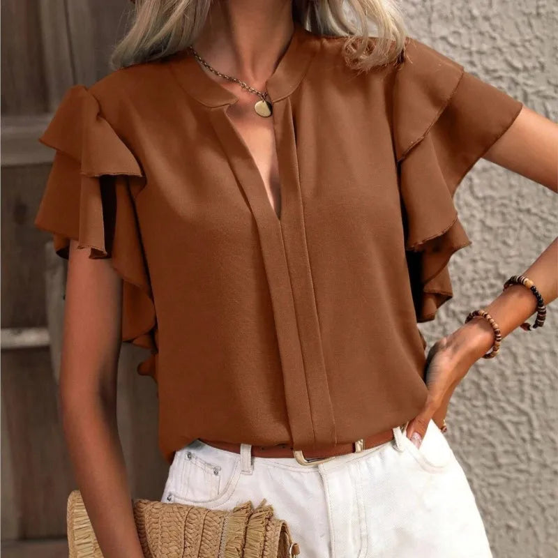 Amira™ | Elegante blouse met speelse dubbele ruffles