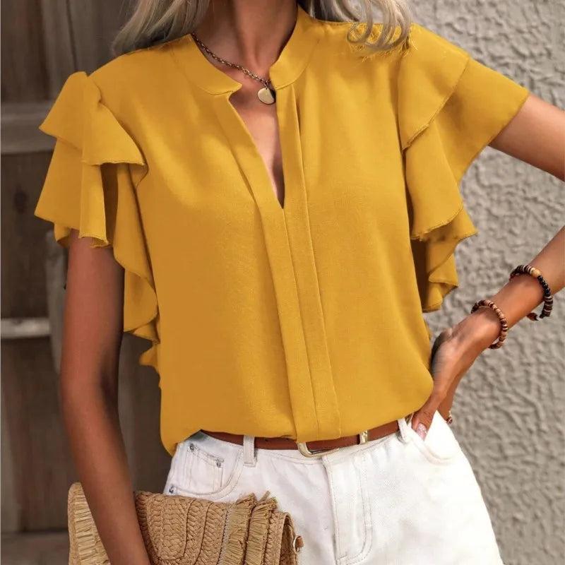 Amira™ | Elegante blouse met speelse dubbele ruffles