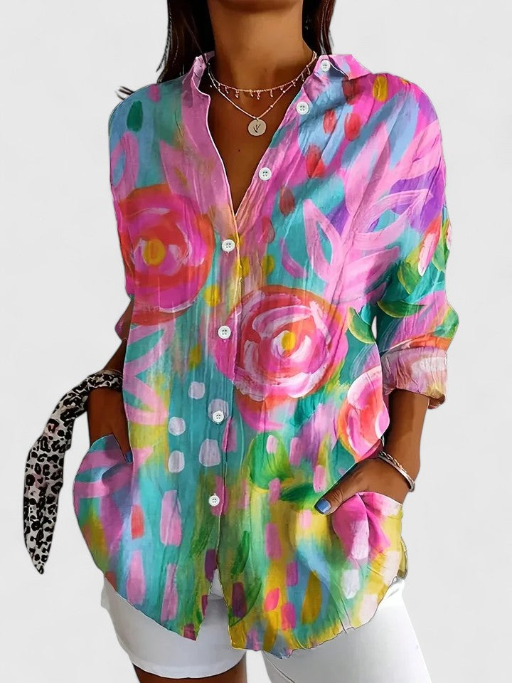 Anica - Levendige Artistieke Overhemdblouse