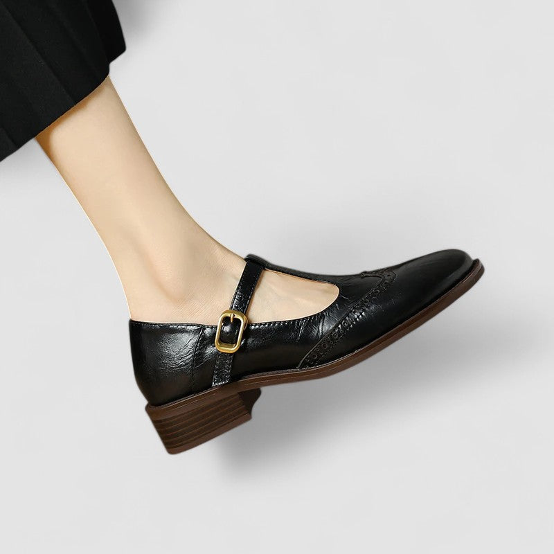 NICOLE – VINTAGE T-STRAP LEDEREN SCHOENEN