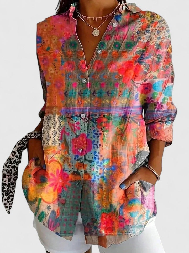 Anica - Levendige Artistieke Overhemdblouse