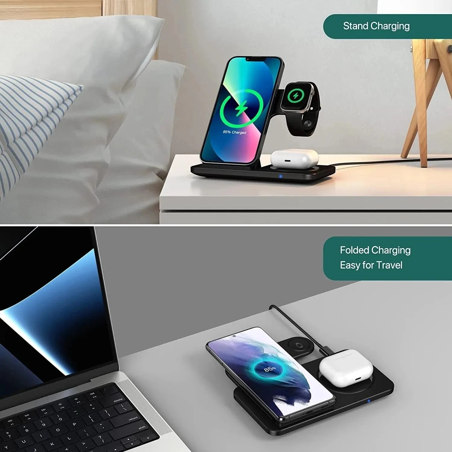 Foldable 3-in-1 Wireless Charging Station