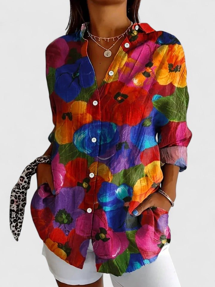 Anica - Levendige Artistieke Overhemdblouse